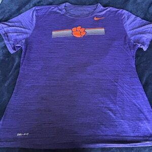 Nike Clemson Tigers Shirt Purple Dri-Fit Athletic Performance Shirt | Men’s XL
